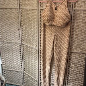 Love J Textured Beige Jumpsuit